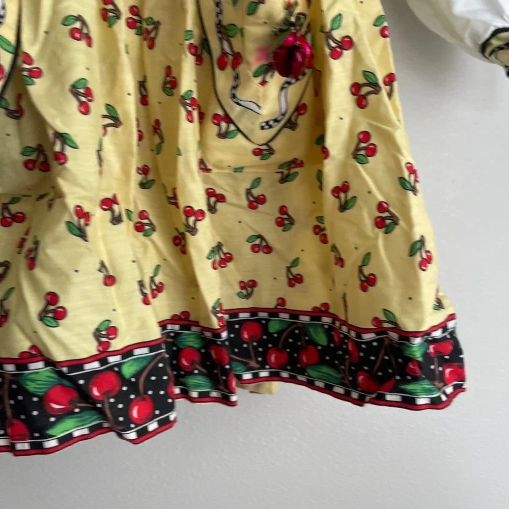 Vintage‎ Daisy Kingdom Yellow Cherry Print Button Front Dress